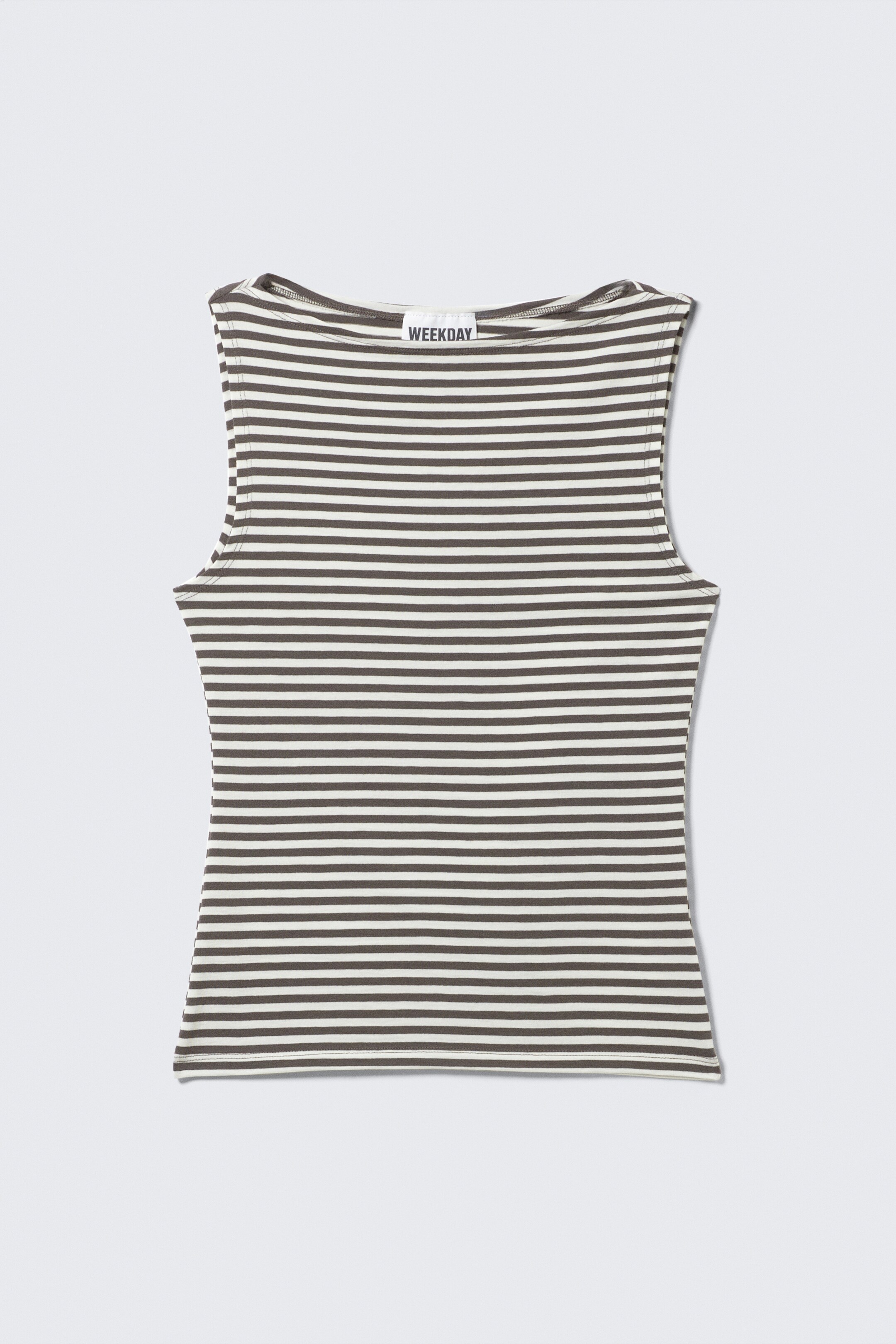 Visa större bild: Annie ärmlös randig topp med båtringning - Grå & Vit Randig - DAM | H&M SE 4