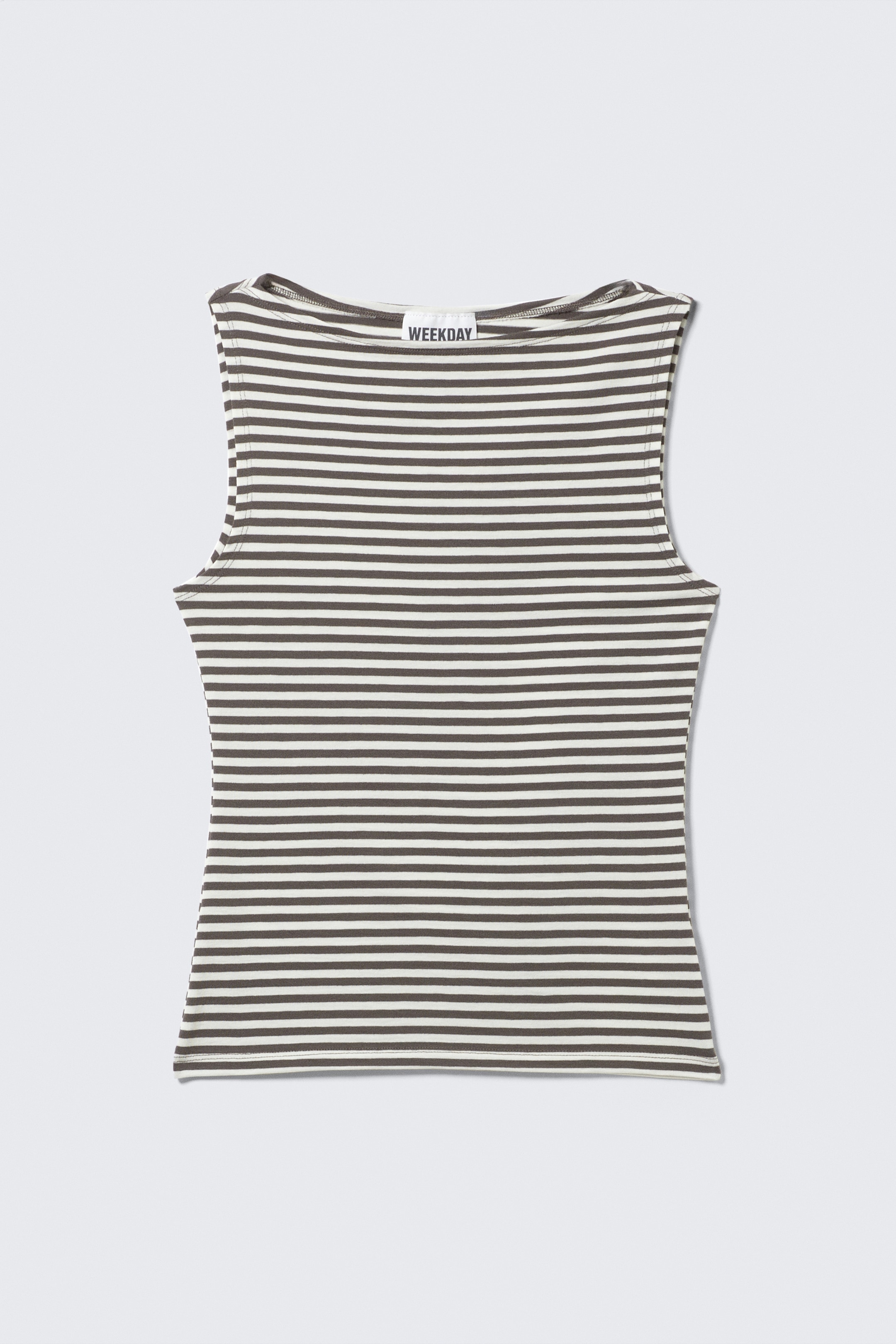 Ingrandisci l'immagine: Annie Striped Sleeveless Boat-Neck Top - Grey & White Stripes - DONNA | H&M CH 4