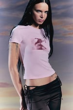 Rosa - Kisses - Tight grafisk mini-T-shirt - 0