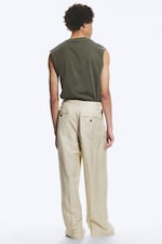 Vaal lichtbeige - Nate ruimvallende linnen kostuumpantalon - 3