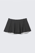 Dark Grey Melange - Pleated Mini Suiting Skirt - 3