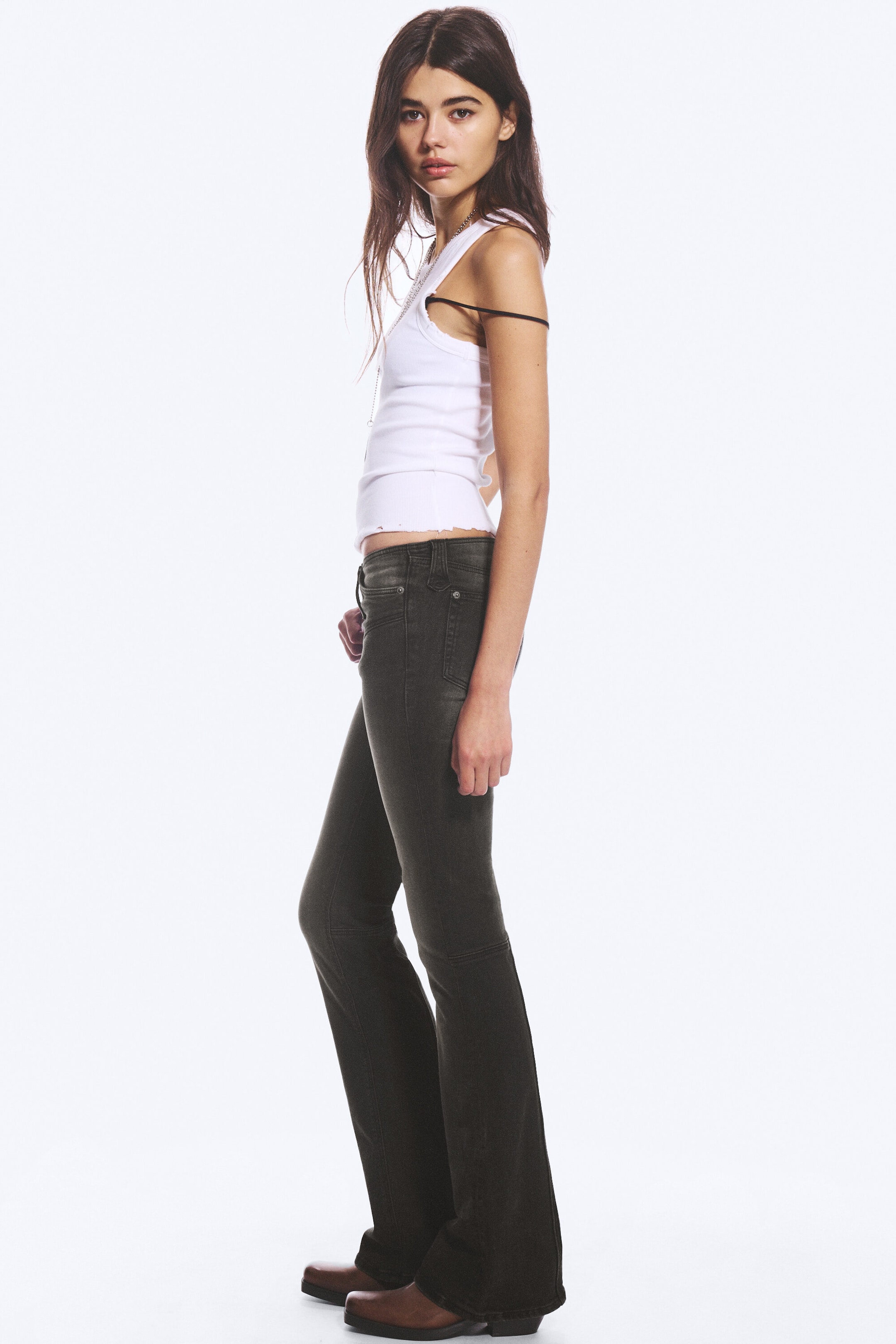Worn Black - Black - Booty Bei Zipped Low Rise Bootcut Jeans - 1
