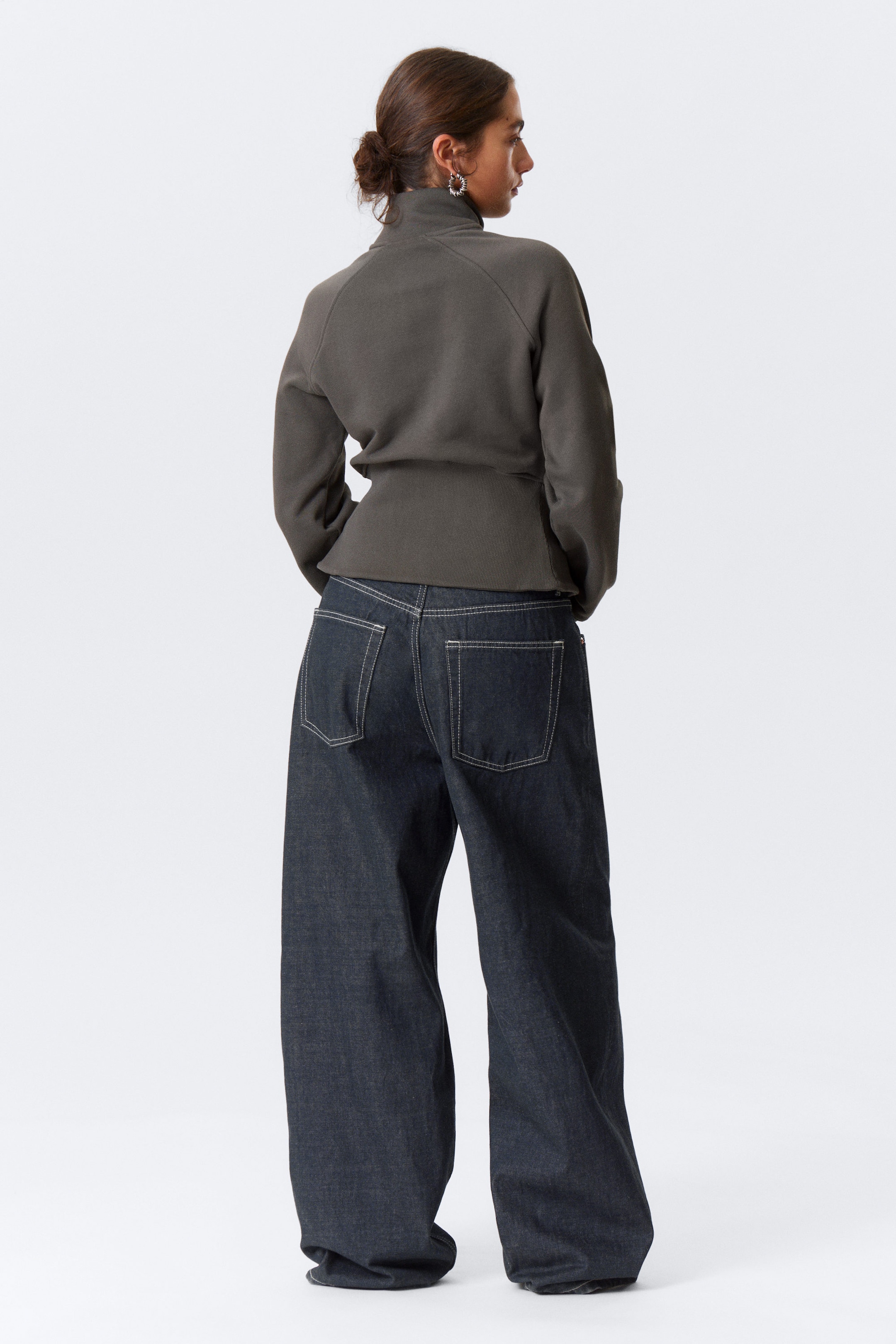 Blue Rinse - Dark Blue - Astro Mid Rise Loose Baggy Leg Unisex Jeans - 4