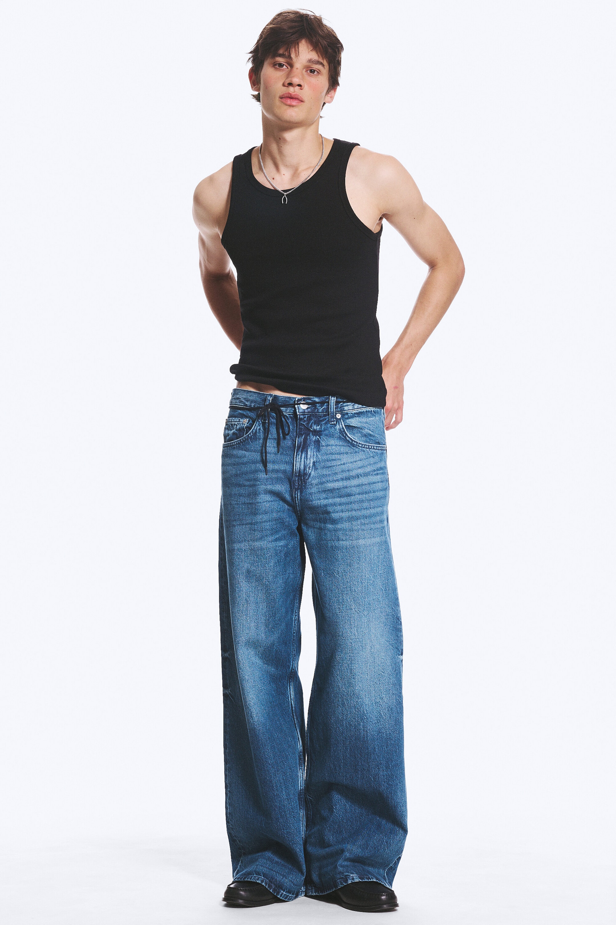 Sailor Blue - Medium Blue - Solar Loose Wide Leg Unisex Jeans - 0