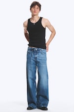 Sailor Blue - Medium Blue - Solar Loose Wide Leg Unisex Jeans - 0