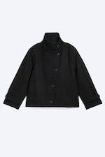Black - Funnel collar wool-blend jacket - 5