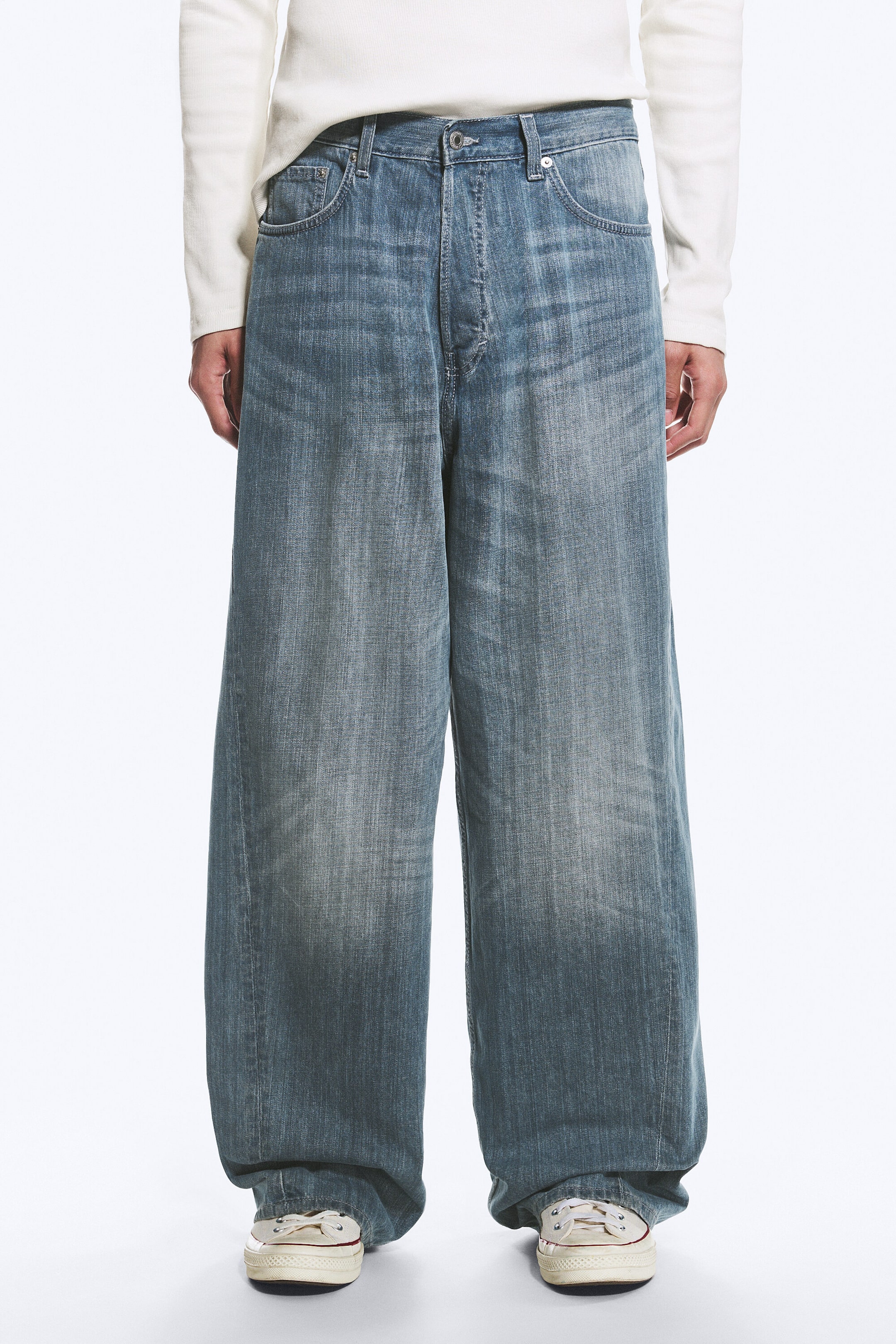 Gloria Blue - Medium Blue - ASTRO MID RISE LOOSE BAGGY TWIST JEANS - 2