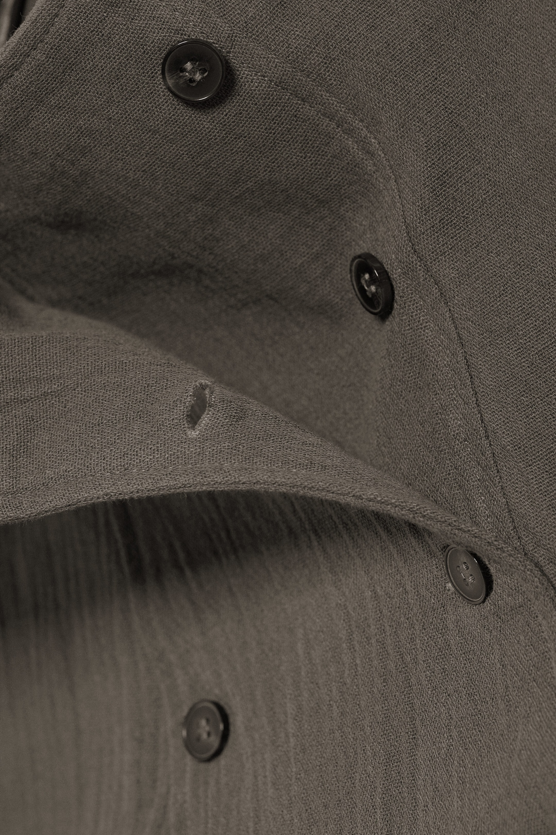 Donkertaupe - Double-breasted katoenen top - 4