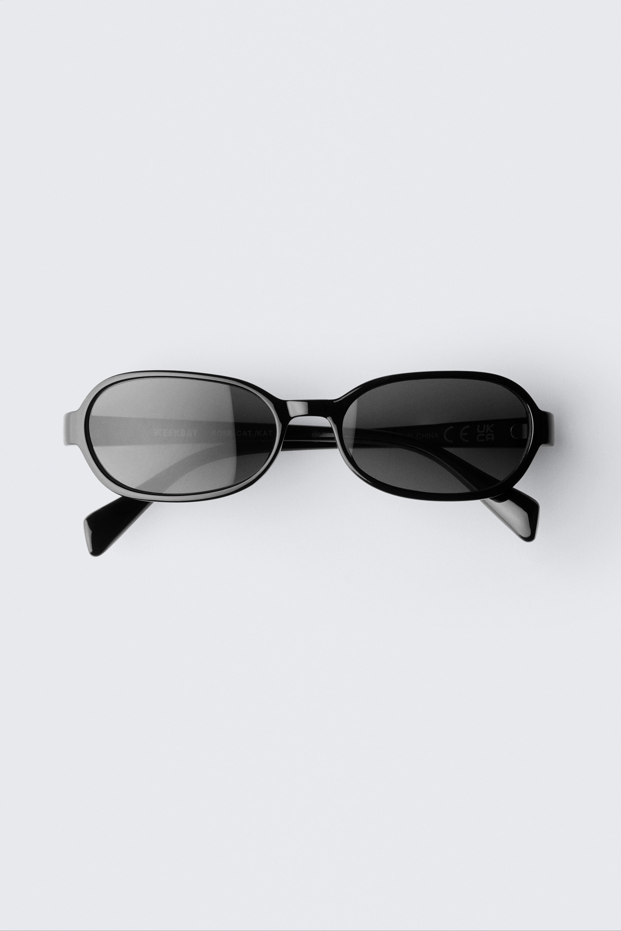 Black - Thin Oval Frame Sunglasses - 1