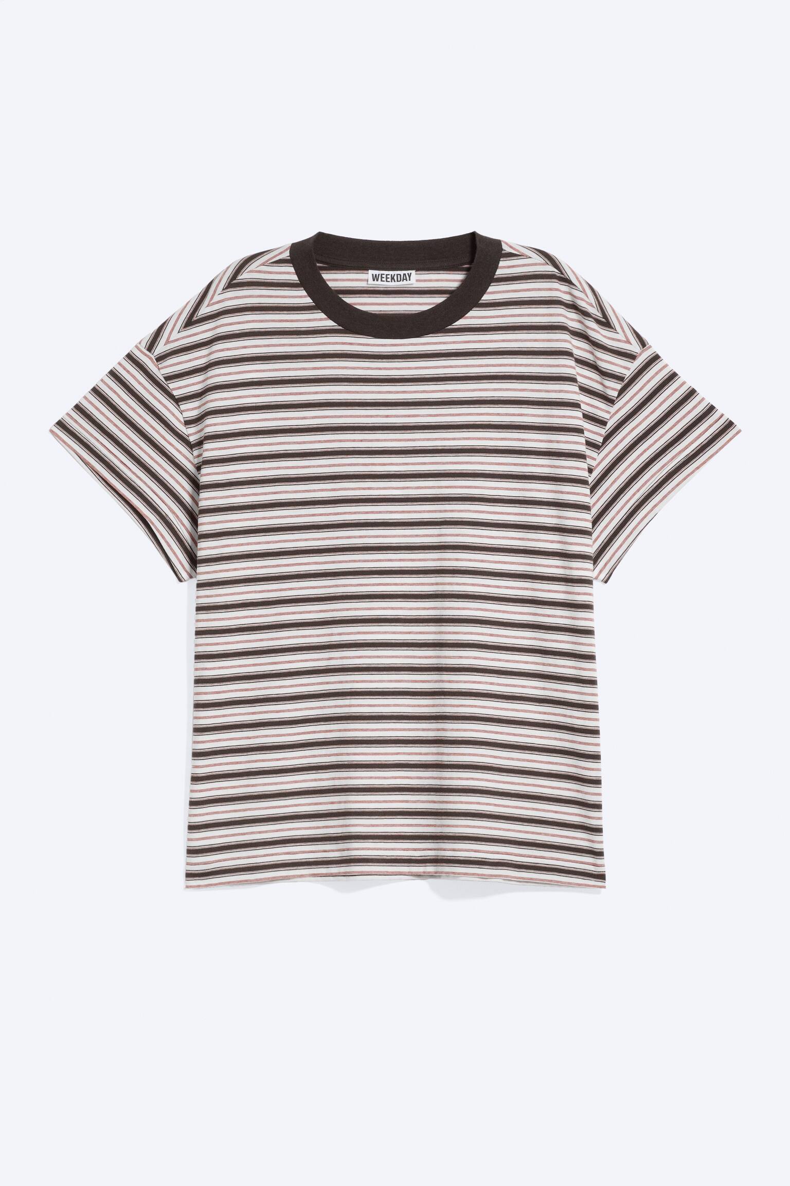 Boxy T-Shirt aus Baumwolle mit Flügelärmeln - Striped Brown/White/Orange/Striped Blue/Helles, staubiges Beige/Used Black/Helles Maulwurfsgrau - 1