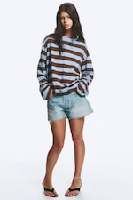 Blau/braun gestreift - Longsleeve-Shirt aus Baumwolle - 1