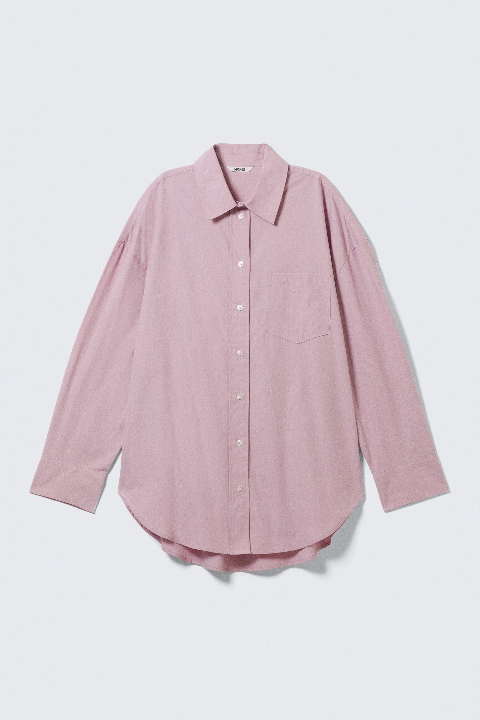 Oversized Long-Sleeved Cotton Shirt - Dusty Pink/Burgundy & Yellow Stripes/Checked Dark Grey - 2