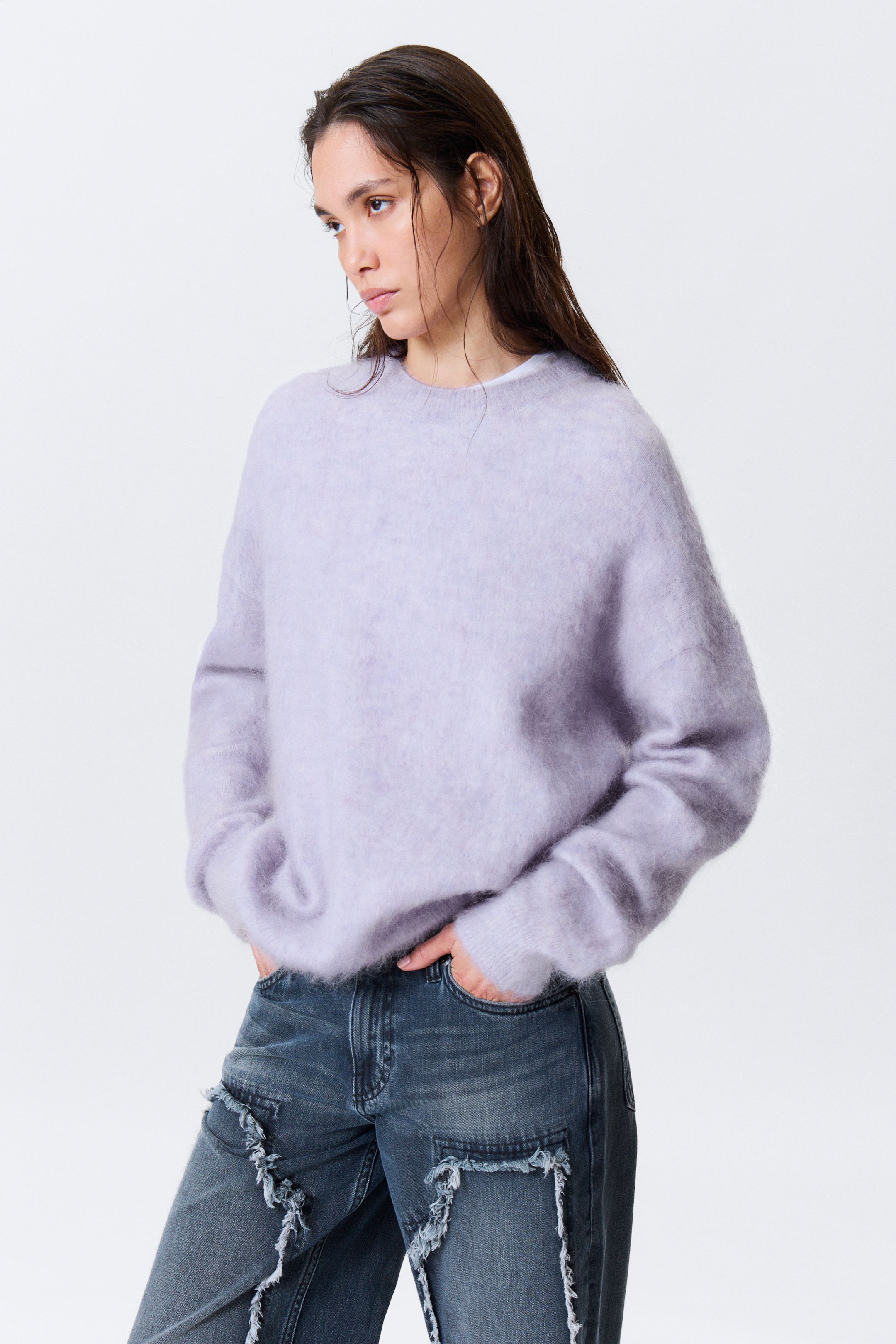 Ingrandisci l'immagine: Oversized Knitted Mohair Blend Sweater - Light Purple Melange - DONNA | H&M CH 3