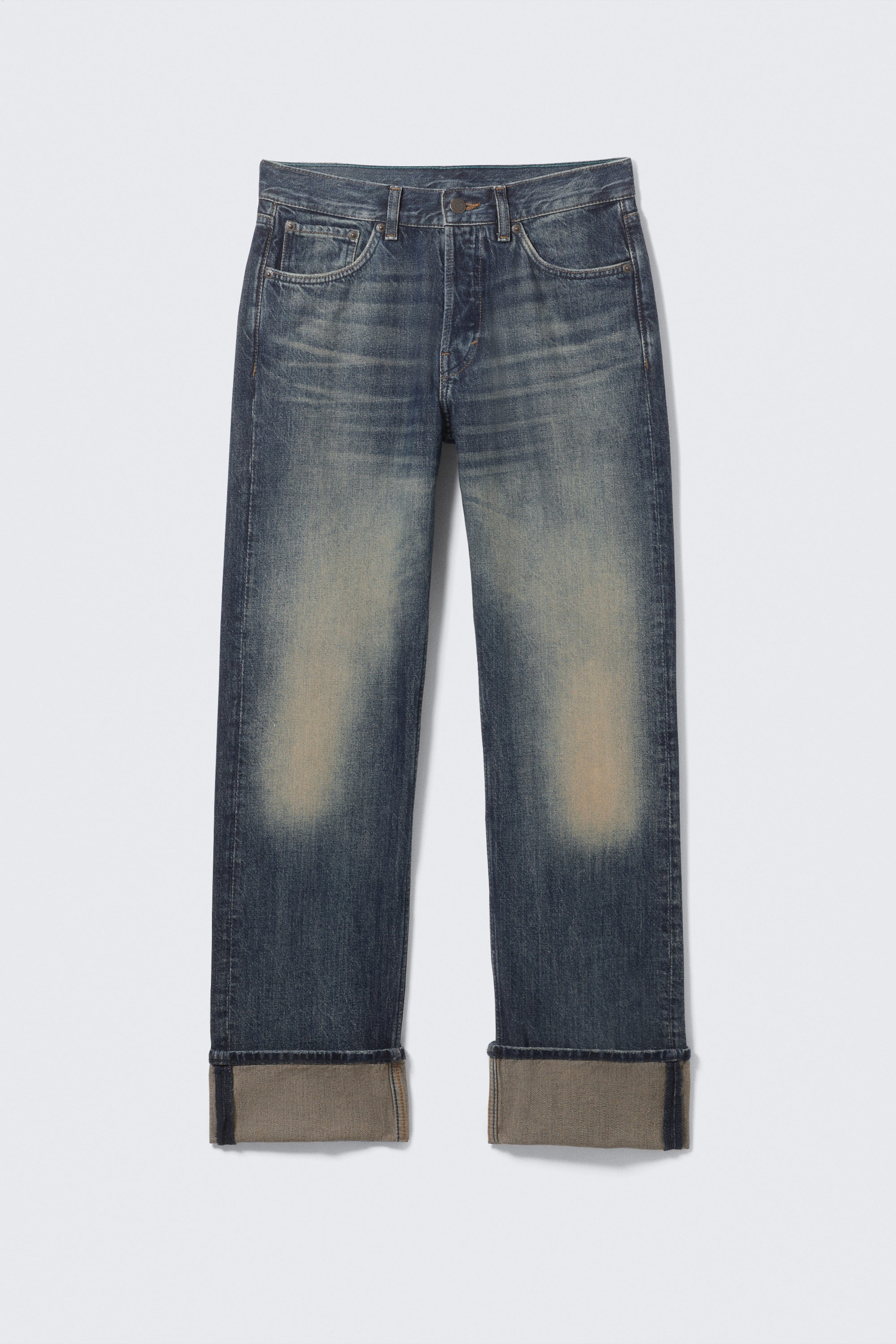 Baltic Blue – Dark Blue - Orbit Mid Rise Regular Fold-Up Jeans - 11