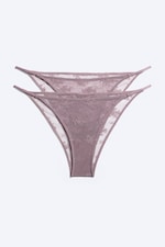 Dusty Lilac - 2-pack Lace Tanga Briefs - 3