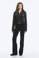 Black - Low Rise Bootcut Jersey Trousers - 0