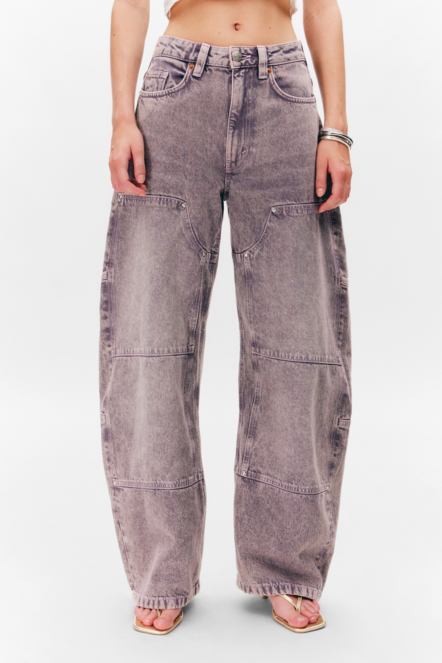 High Waisted Cocoon Leg Jeans - Dusty Purple - 7