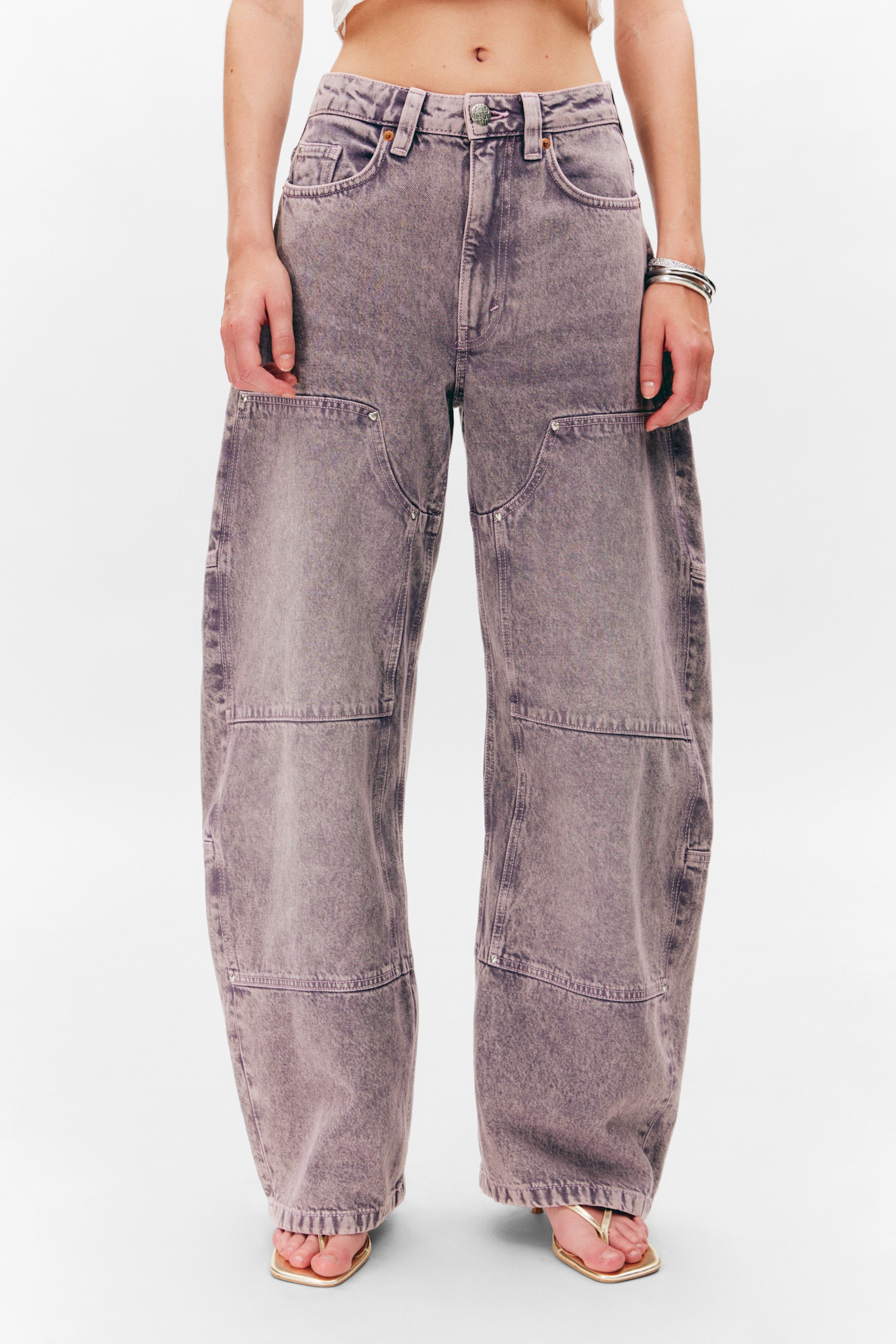 Fiero High Waisted Cocoon Leg Jeans - Dusty Purple - 3