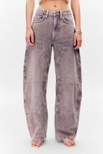 Dusty Purple - High Waisted Barrel Leg Jeans - 2