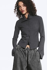 Mørk gråmelert - Long-sleeved buttoned shirt - 3