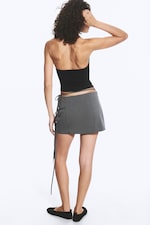 Mørk gråmelert - Strappy Mini Wrap Skirt - 3