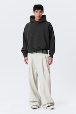 Washed Black - Boxy Cotton Fleece Hoodie - 1