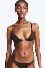 Marron foncé - Haut de bikini triangle dos nageur - 0