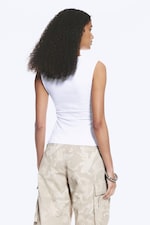 Weiß - Figurbetontes, ärmelloses Top mit V-Ausschnitt - 3