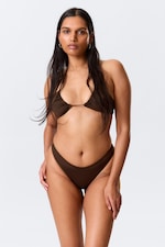 Dark Brown - V-Shaped Thong Bikini Bottoms - 0