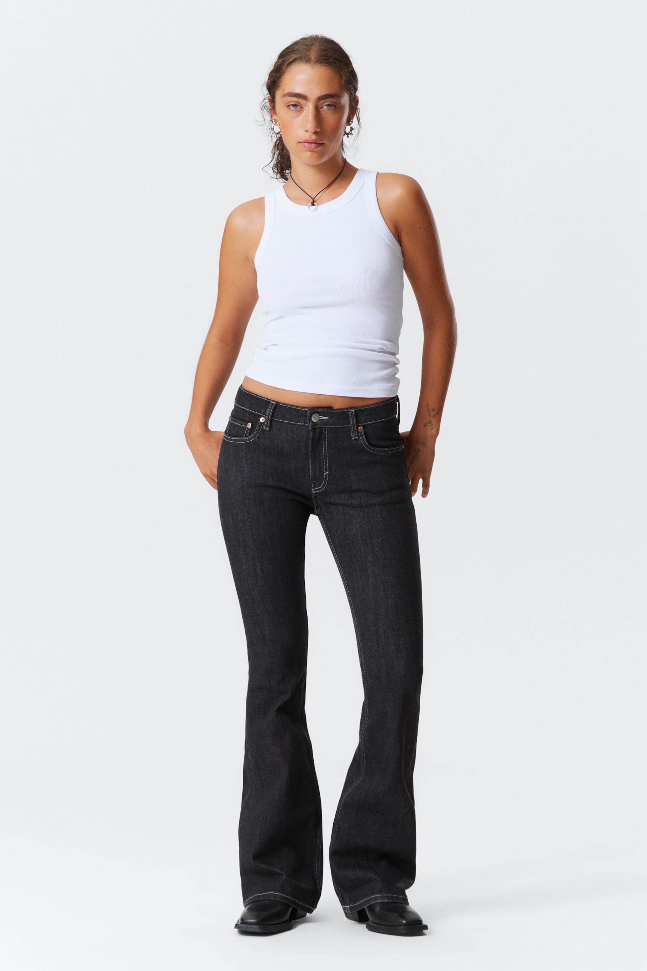 #272628 - Flame Low Rise Slim Flared Leg Jeans - 1