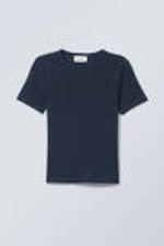 Dark Blue - Slim Fitted T-shirt - 3