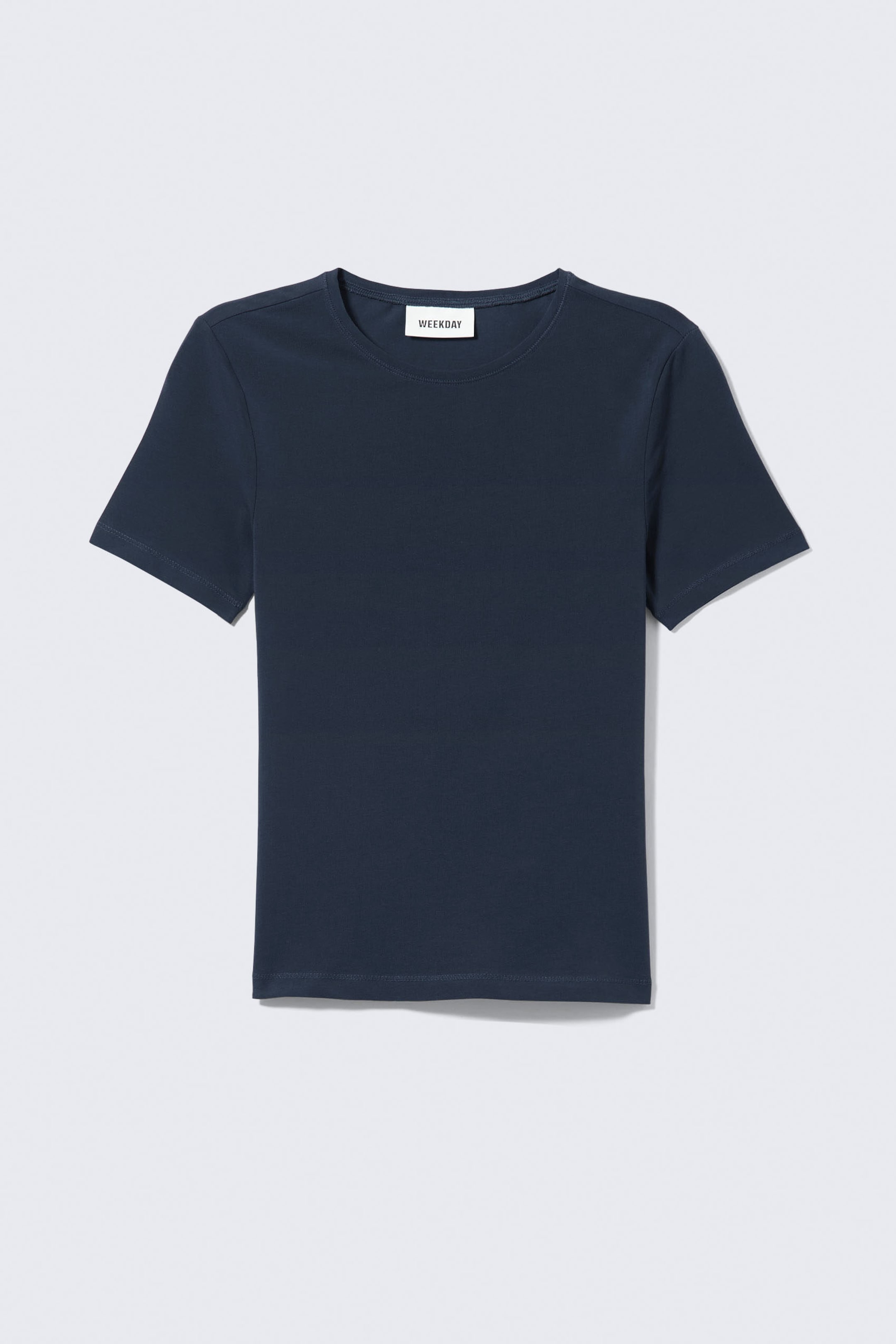 Dunkelblau - Schmal geschnittenes T-Shirt - 3