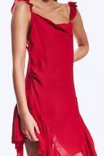 Bright Red - Sleeveless Square-Neck Mini Dress - 1