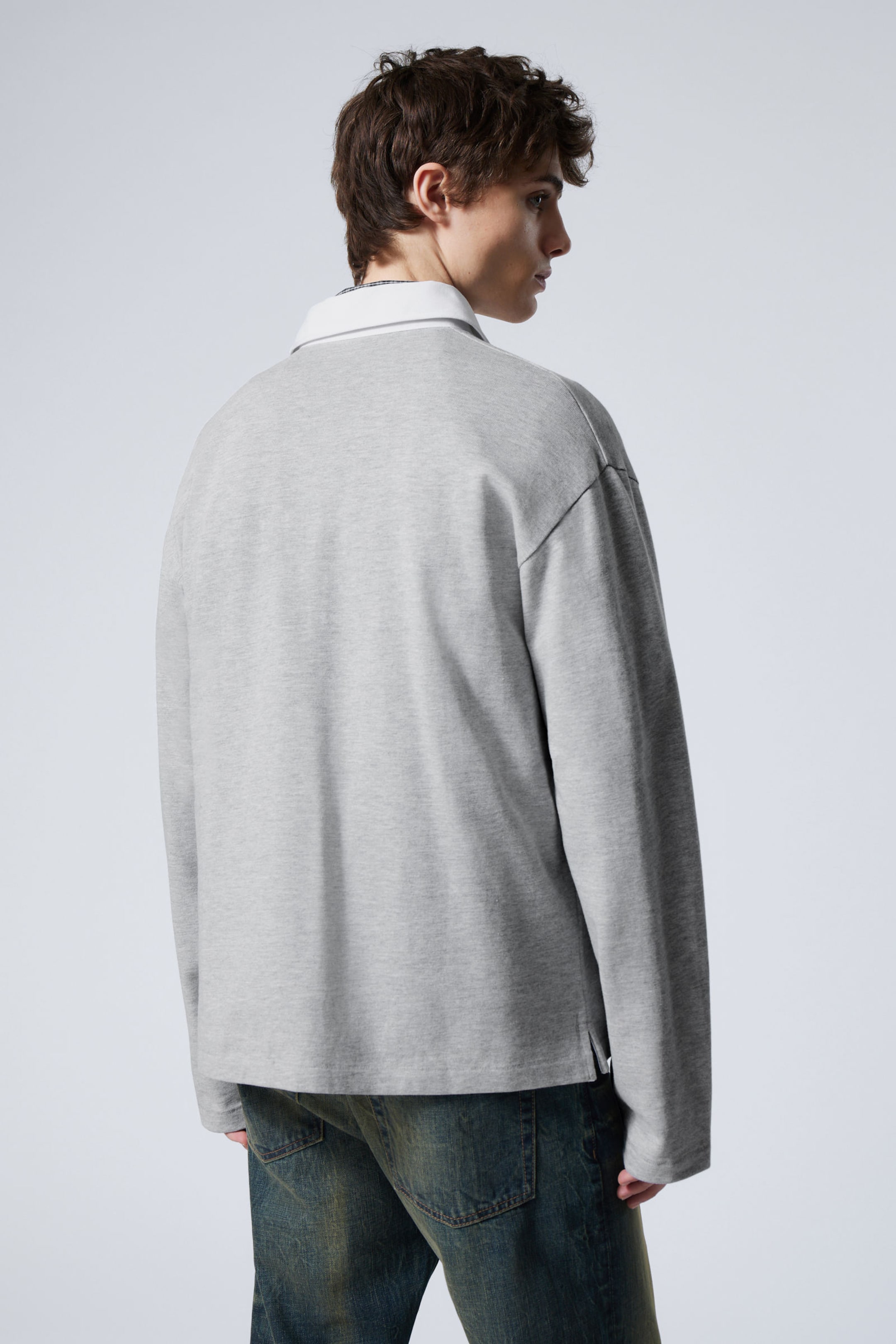 Grey Melange - Long-Sleeved Rugby Shirt - 2