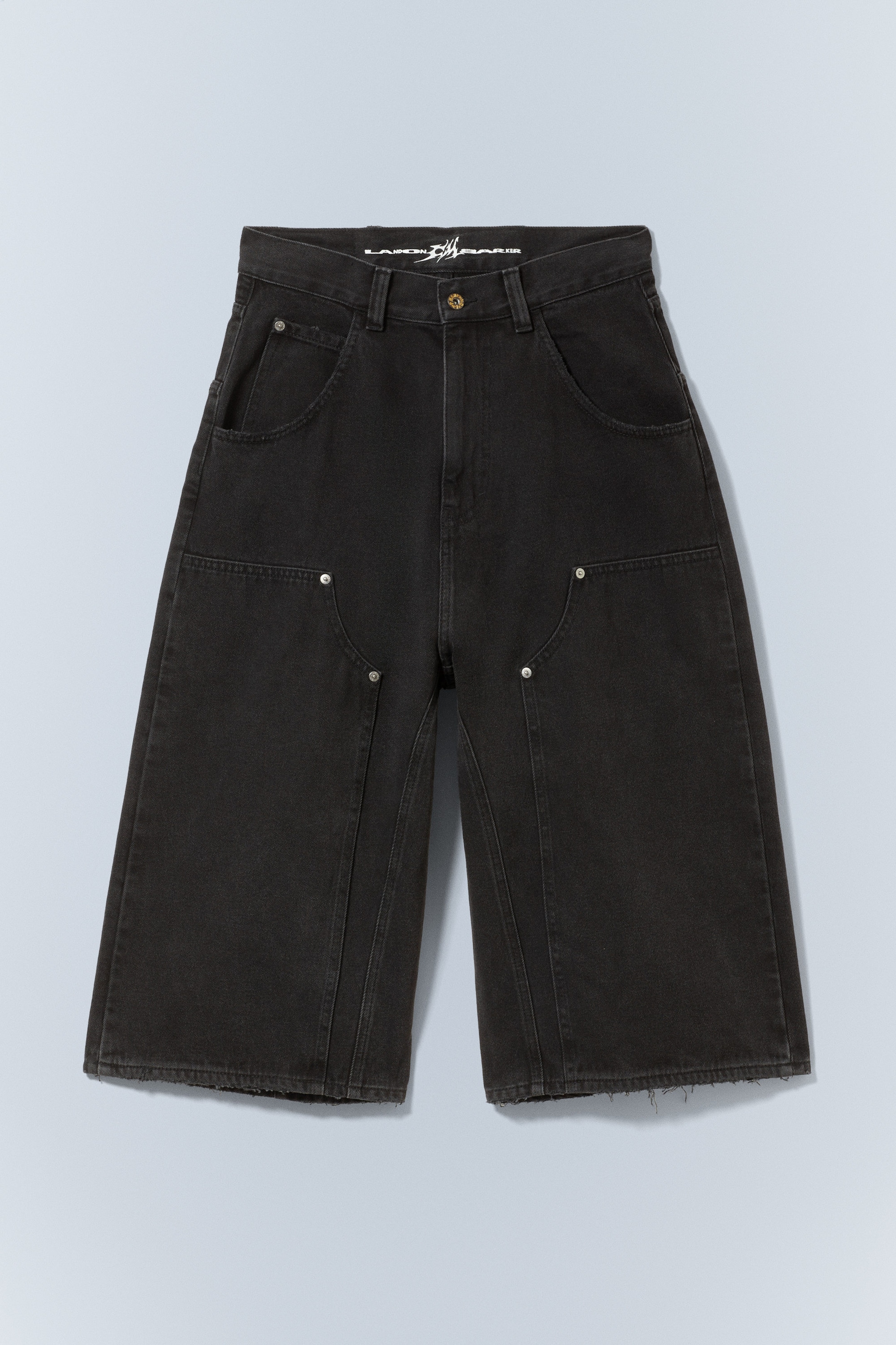 Tvättad Svart - CM x LB Dunno Washed Black Unisex Carpenter Jorts - 0