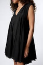 Black - Flowy V-Neck Mini Dress - 1