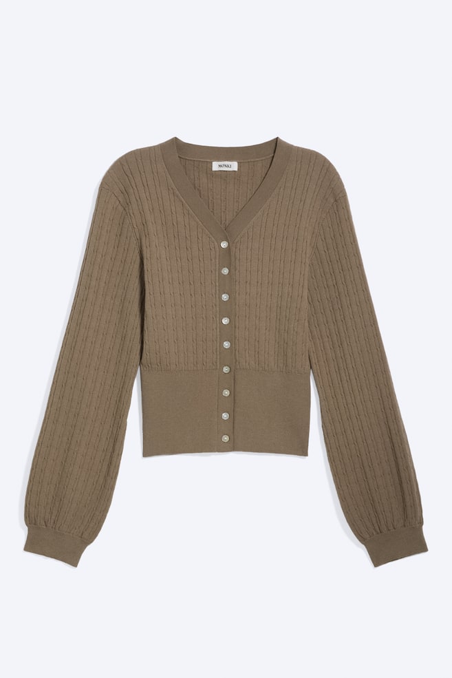 Cardigan in maglia con scollo a V - Talpa/Beige - 1