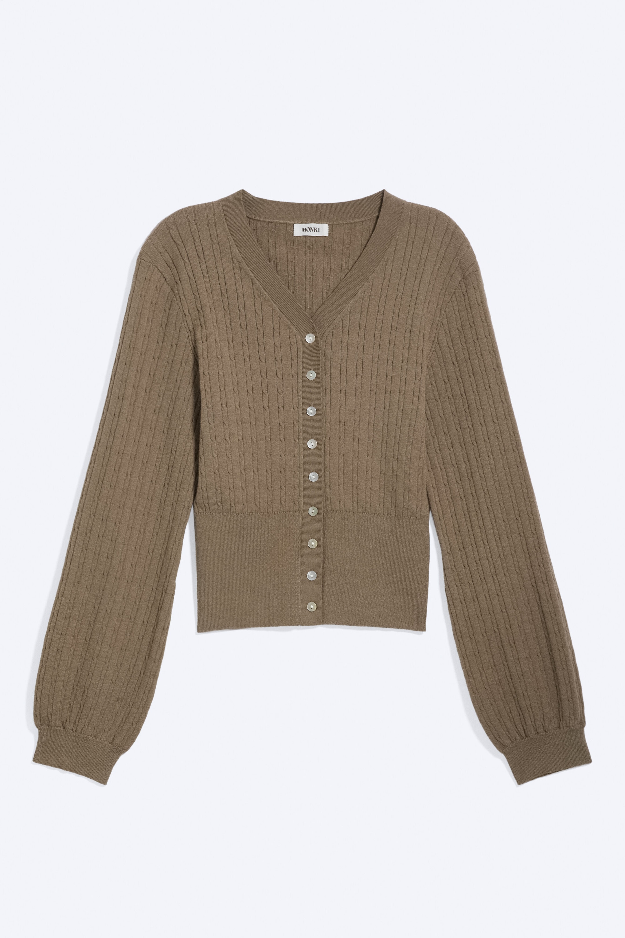 Taupe - Cardigan En Maille À Col V - 3