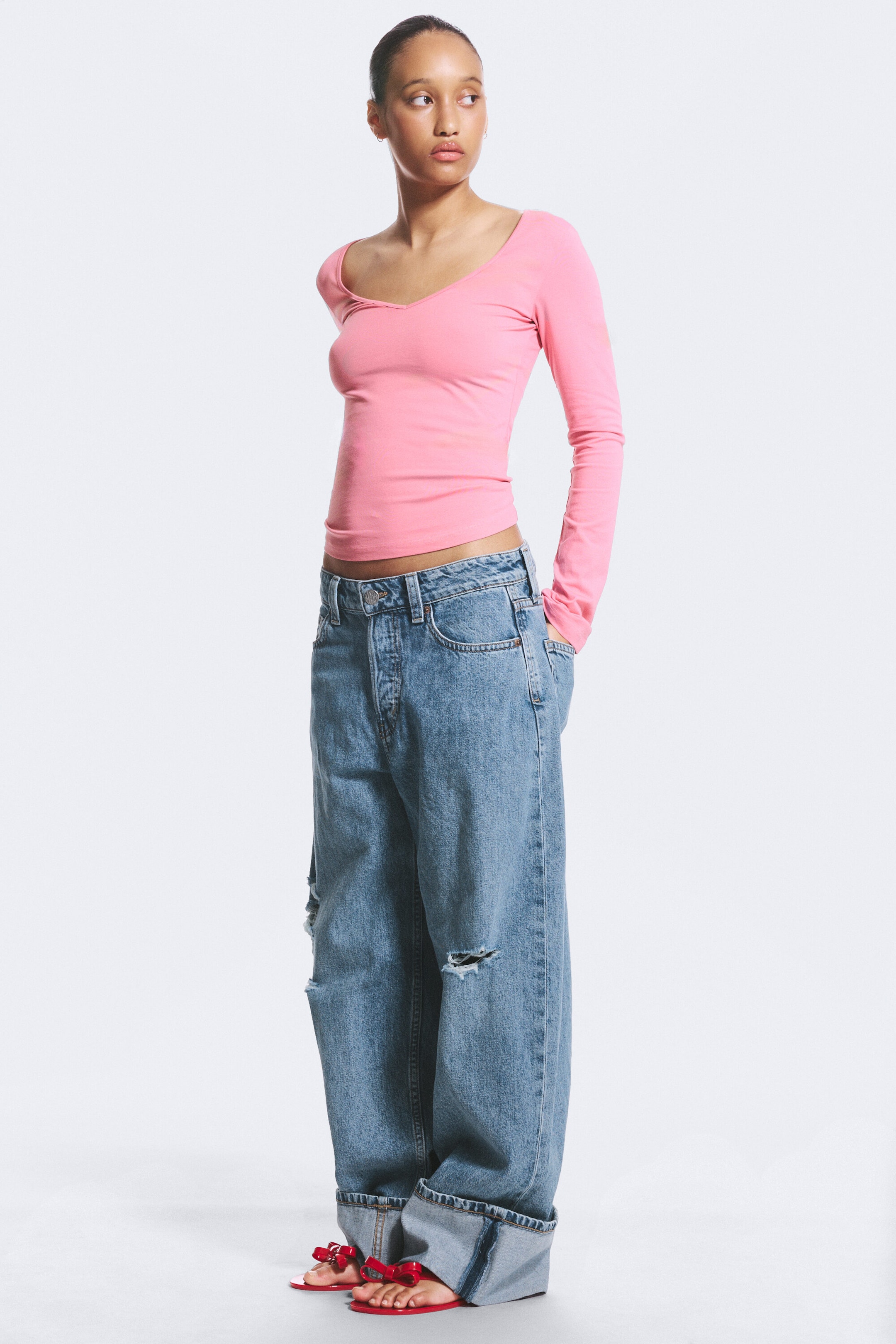 Lake Worn - Denim Blue Medium - Peggy Low Rise Loose Baggy Jeans - 1