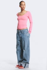 Lake Worn - Denim Blue Medium - Peggy Low Rise Loose Baggy Jeans - 0