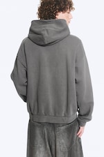 Tvättad Grå - Avslappnad zip-hoodie i tungt bomullstyg - 2