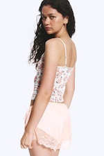 Weiß - Blumenmuster - Trägertop mit V-Ausschnitt - 2