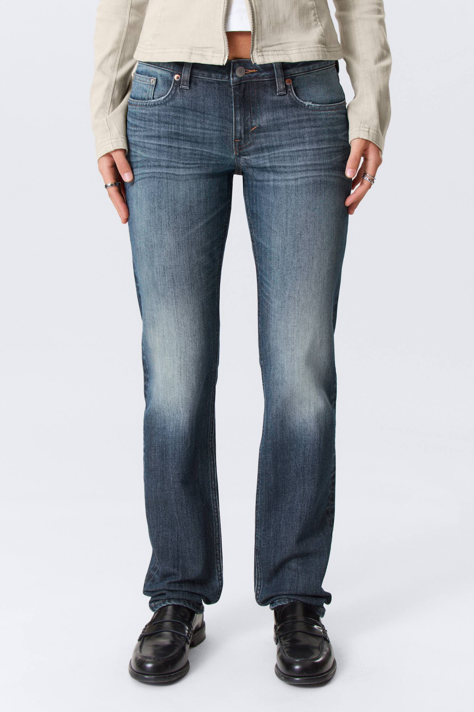 Дънки Neptune с ниска талия и прав крачол - Blue Hymn - Средно синьо/Black Rinse - Черно - 3