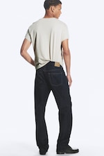Blue Rinse - Dark Blue - Space Mid Rise Relaxed Straight Jeans - 4