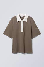 Khaki - Oversized-Poloshirt Pascal - 0