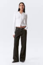 Ink Black - Black - Ample Low Rise Loose Wide Leg Jeans - 0