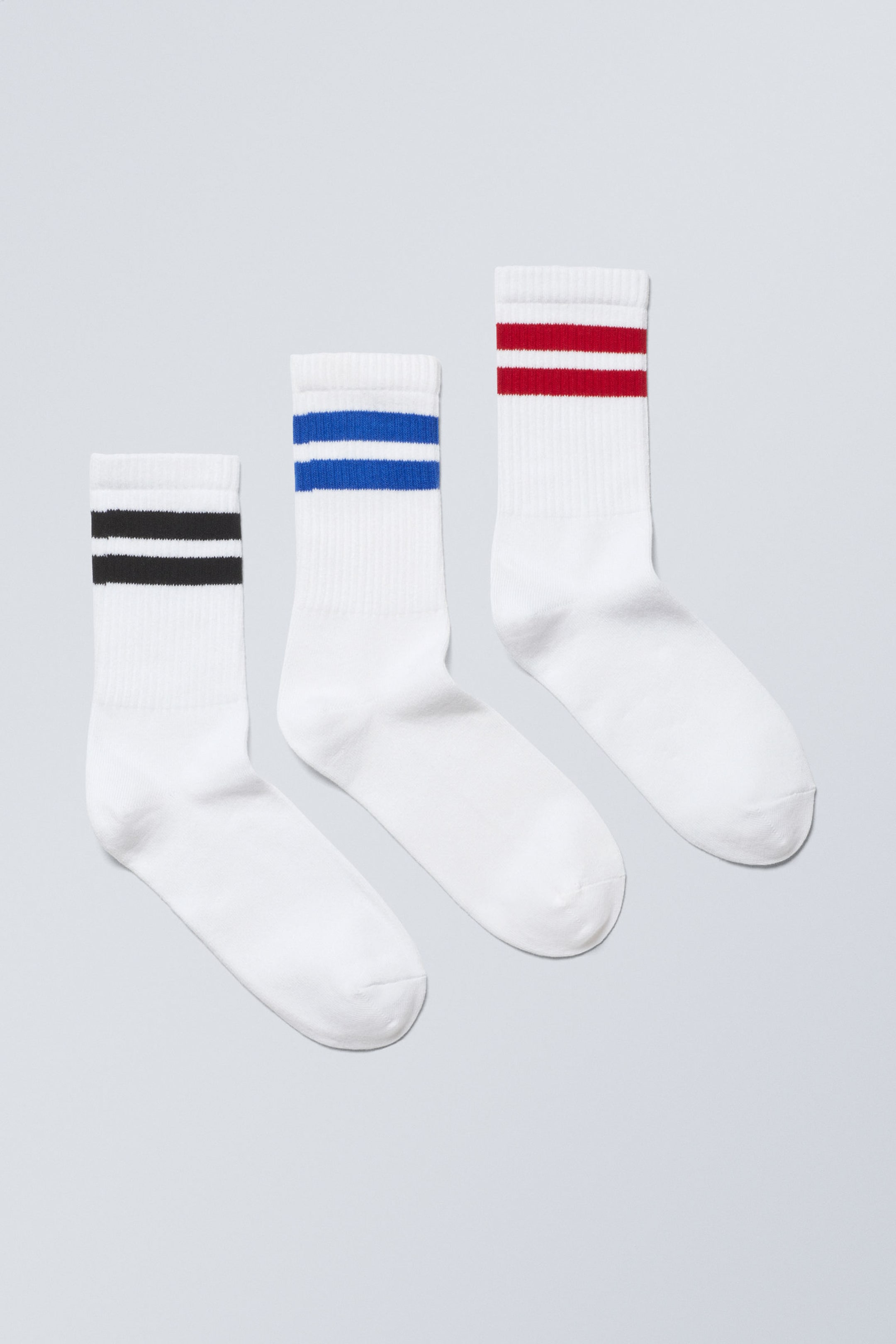 Blue Black Red Stripe - 3-pack Sport Striped Socks - 0