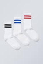 Blue Black Red Stripe - 3-pack Sport Striped Socks - 0