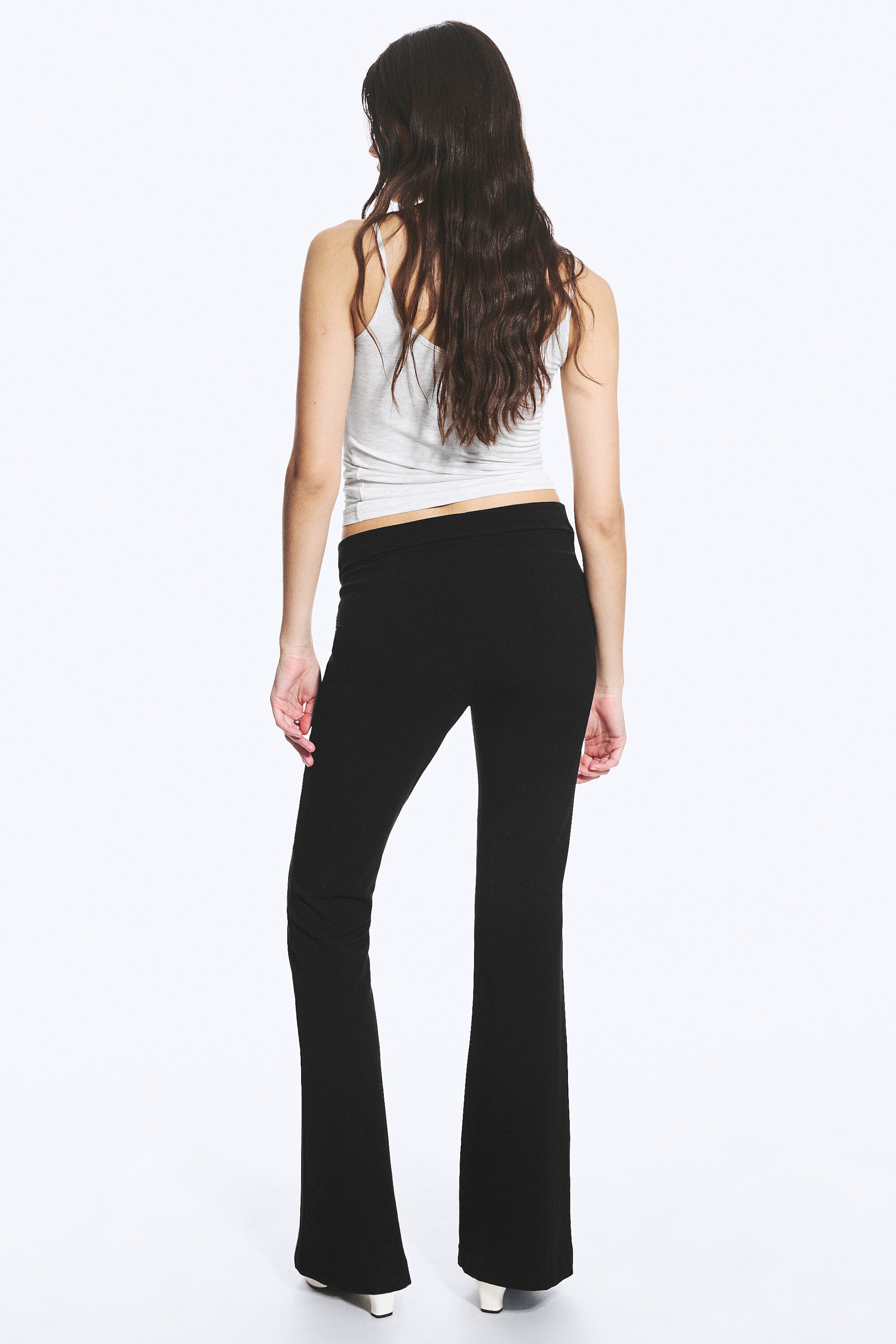 Black - Low Rise Flared Suit Trousers - 3