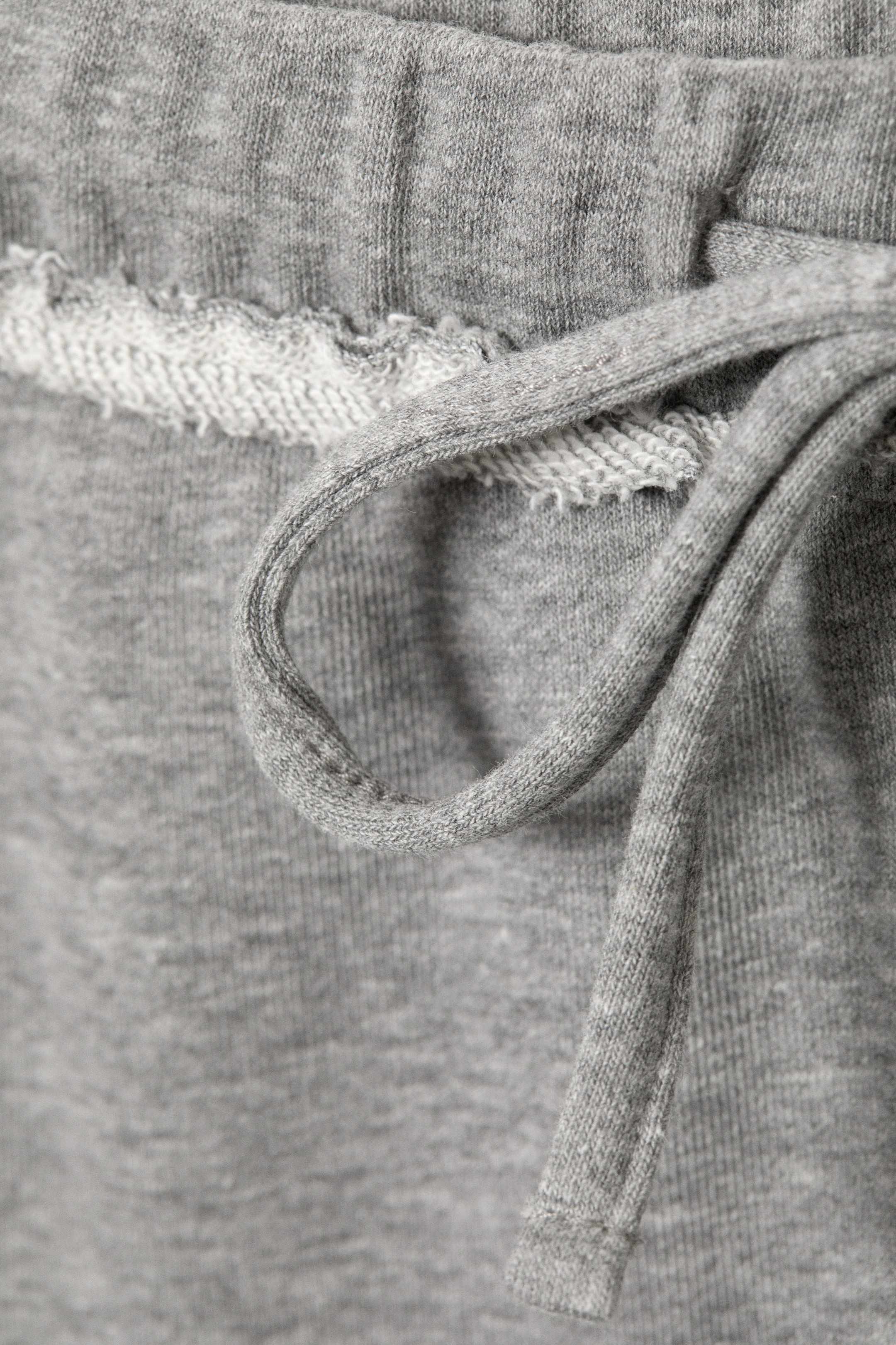 Grijs gemêleerd - Badstof pyjamabroek met halfhoge taille en wijde pijpen - 5